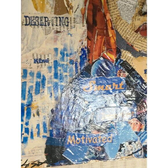 "I Am" Mixed Media Collage 16"x20" Torn Paper Art On Cradled‎ Wood Panel - Picture 8 of 8